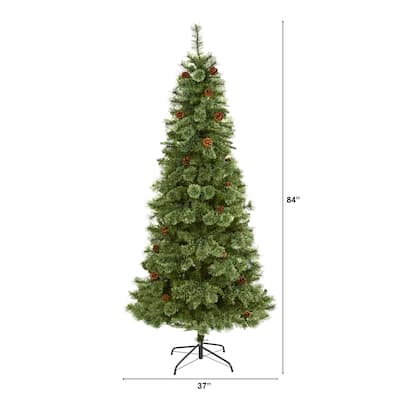 7ft. Pine Artificial Christmas Tree with 723 Branches - Full Seasonal Holiday X-Mas Tree