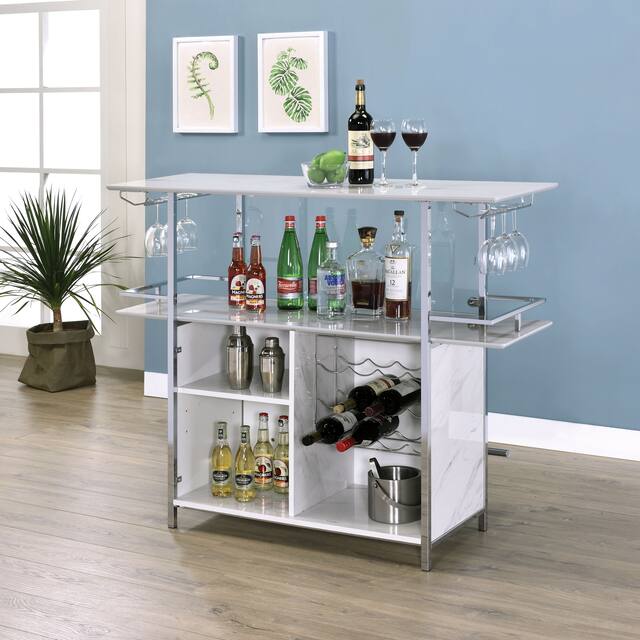 Furniture of America Iche Contemporary White 47-inch Metal Bar Table