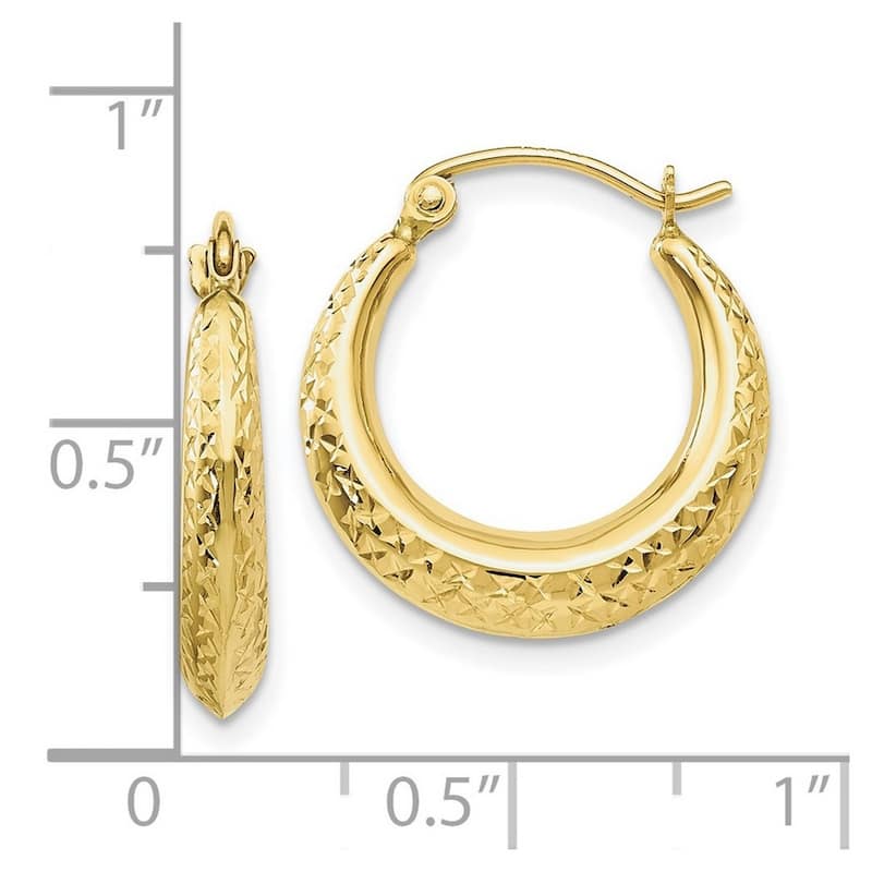 Curata 10k Yellow Gold Textured Hollow Hoop Earrings - 19x18mm