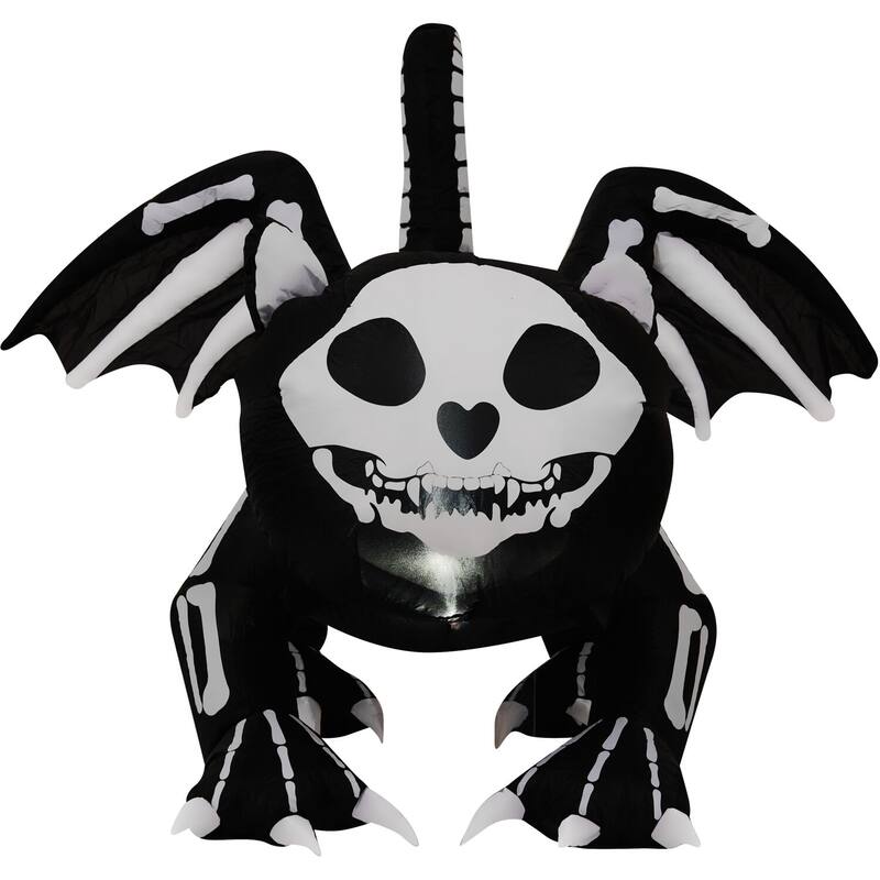 Haunted Hill Farm 5.9-Ft. Wide Prelit Inflatable Skeleton Cat with Wings
