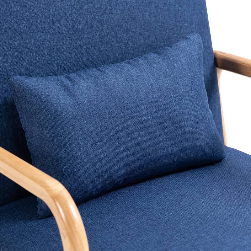 Briston 2 Set Mid Century Modern Wood Accent Chairs with pillow
