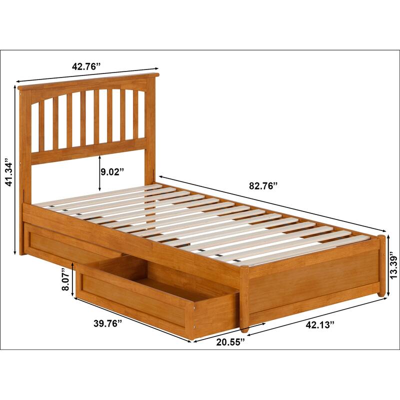 Everett Platform Bed with Panel Footboard and Storage Drawers
