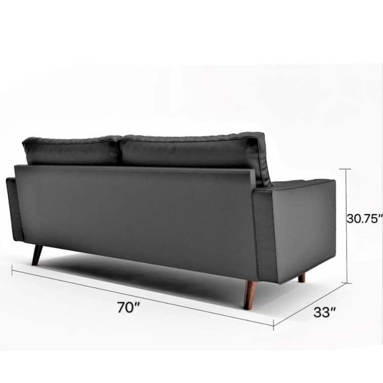 Stateside Upholstered Leather Square Arm Sofa Couch 70''