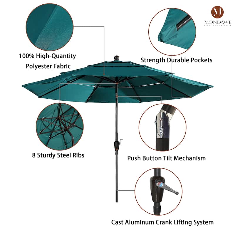 10ft Patio Market Umbrella with Double Airvent