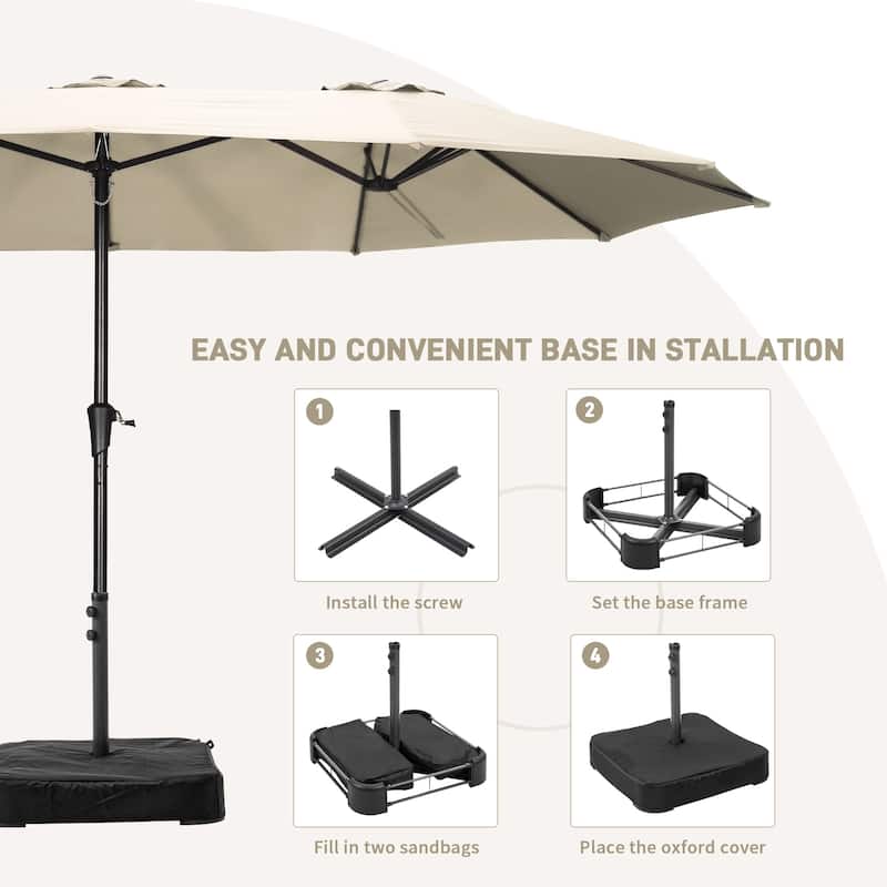 Ainfox 13FT/15FT Patio Umbrella Large Outdoor Umbrella with Base