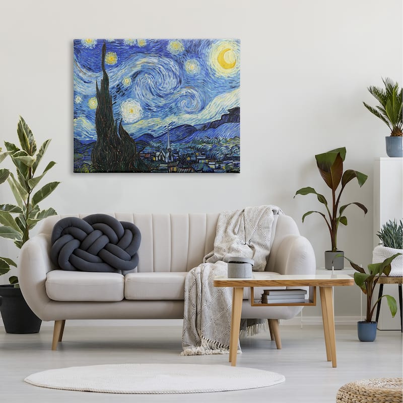 Stupell Van Gogh Starry Night Post Impressionist Painting, 16 x 20, Proudly Made in USA - Multi-Color