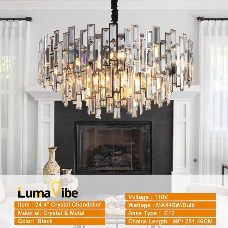 KAYLA 24in Chandelier 10-Light Crystal Chandelier
