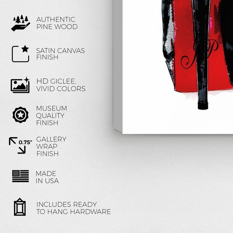 Wynwood Studio Canvas Fashion and Glam Red Pumps Black and Glam Wall Art Canvas Print