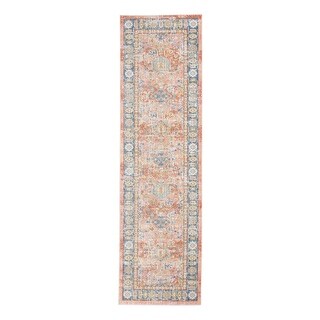 HomeRoots8' Coral Floral Power Loom Runner Rug - 8' Runner - Bed Bath ...