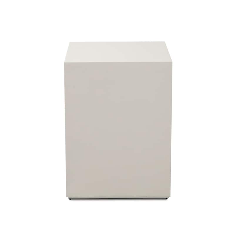 Viko Square Side End Table, White Wood Faux Concrete Finish, 20 Inch