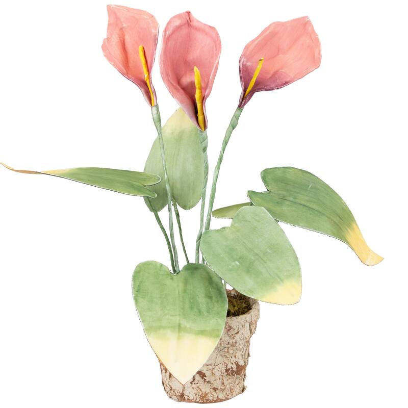 19" Pink and Green Decorative Calla Lily Artificial Christmas Plants - 19