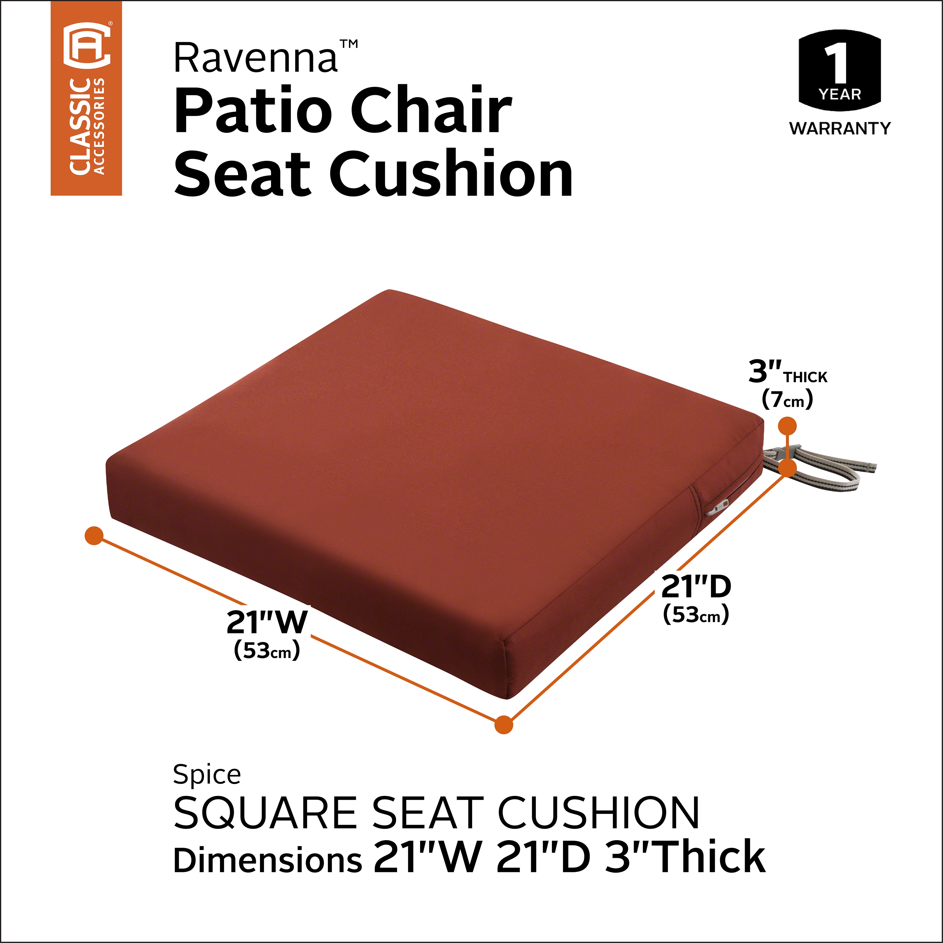 Classic Accessories Ravenna Water Resistant 21 x 21 x 3 Inch Patio Seat Cushion Empire Blue Bed Bath Beyond 22511889