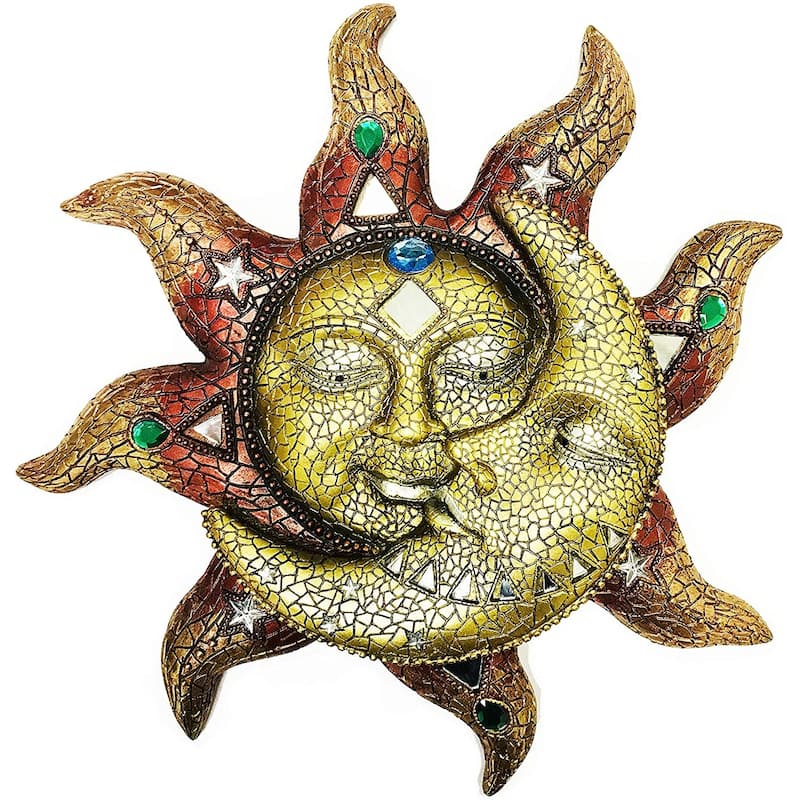 Q-Max Mosaic Sun and Moon Wall Decor - Burgundy - Medium