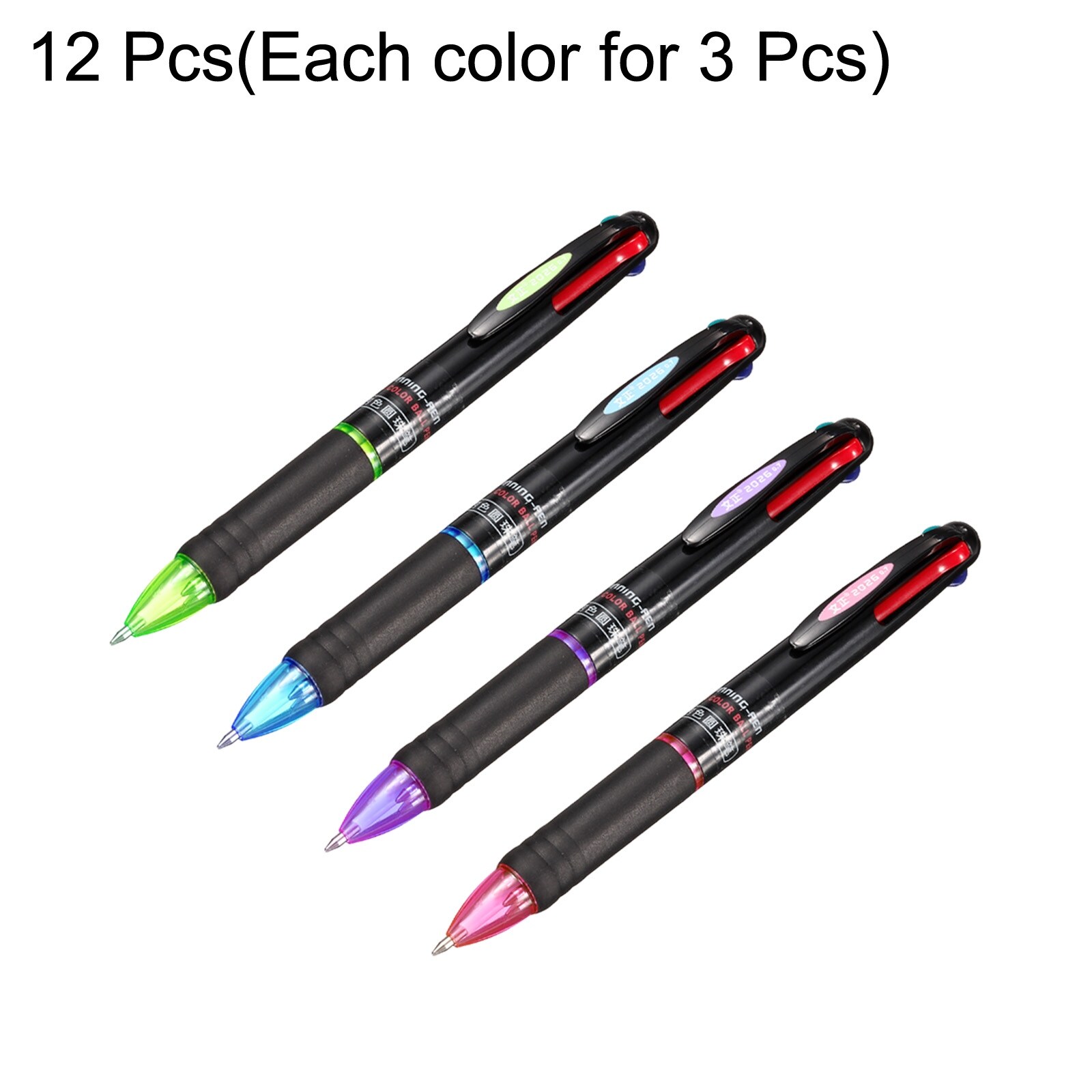 12Pcs Retractable BallPoint Pens Fine Point 0.7mm 4 Colors Ink Writing Pen  Black - Blue, Red, Black, Green - Bed Bath & Beyond - 36800711