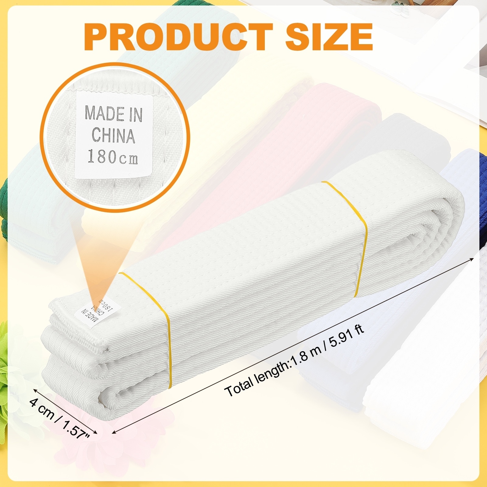 Karate Belt, Martial Arts Ranking Belts Solid Cotton Double-Layered Core Long Soft Training Equipment