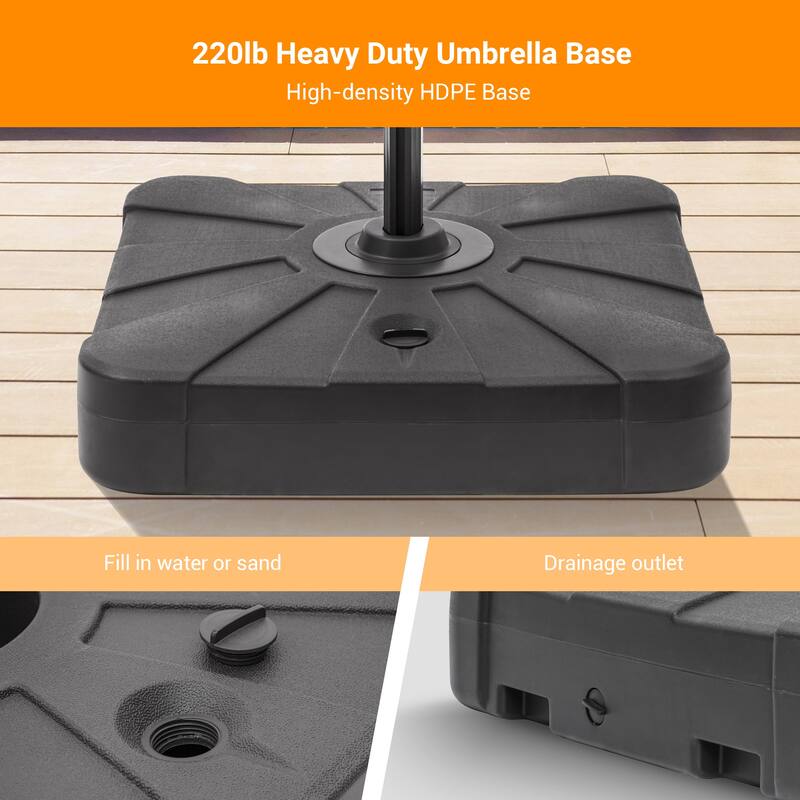 LIVOOSUN 11FT Huge Patio LED offset umbrella Cantilever Umbrella