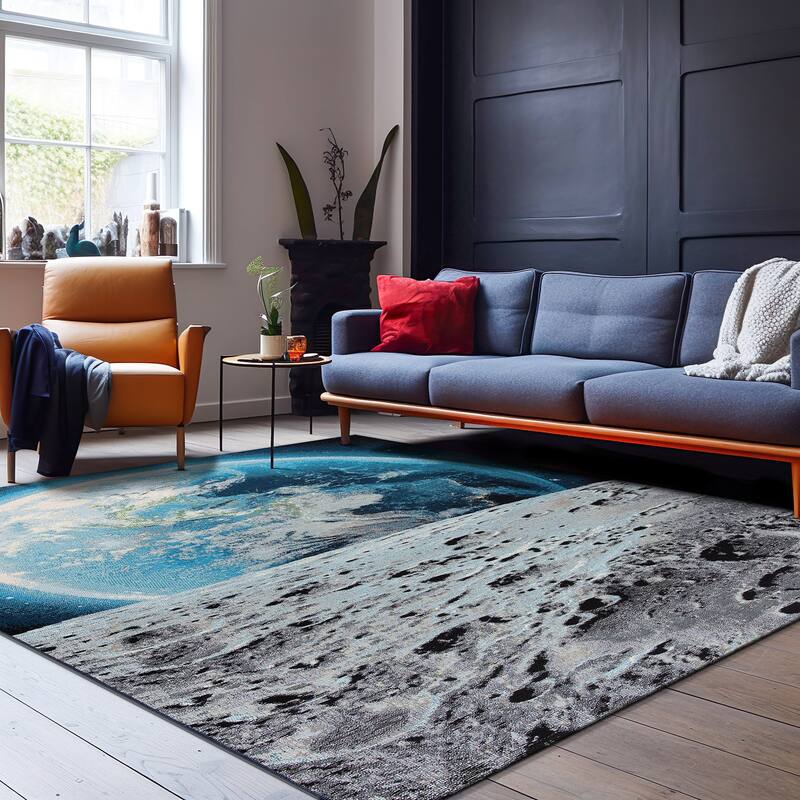 World Rug Gallery Galaxy Collection Adventure Moon Indoor/Outdoor Area Rug