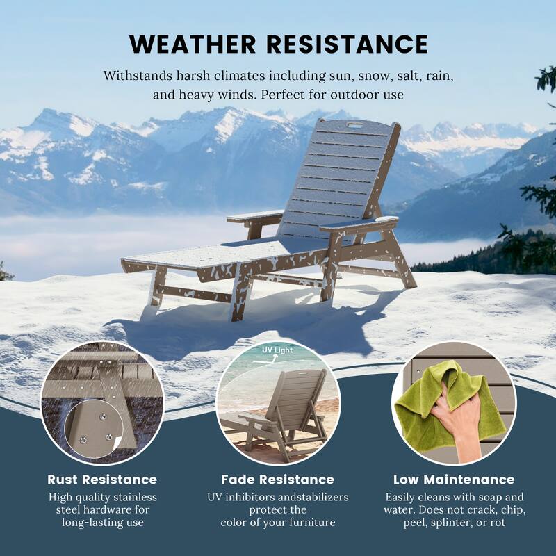 Laguna Hdpe All Weather Outdoor Patio Pool Reclining Chaise Lounge