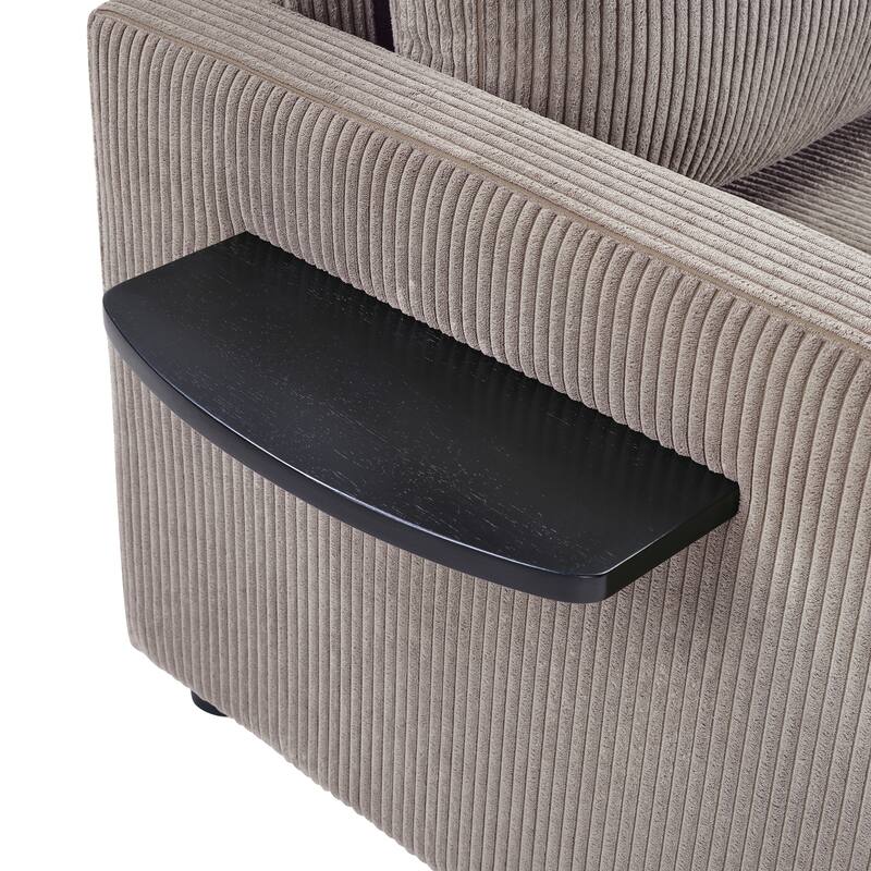 47.2" Corduroy Twin Sleeper Sofa with Foldable Mattress, Side Table, USB Ports, and Storage Pocket