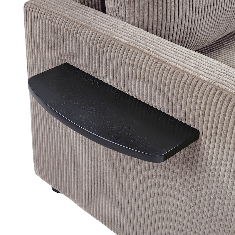 Roomfitters Twin Sofa Bed with Foldable Mattress, Side Table, Storage Pocket and USB Ports for Living Room