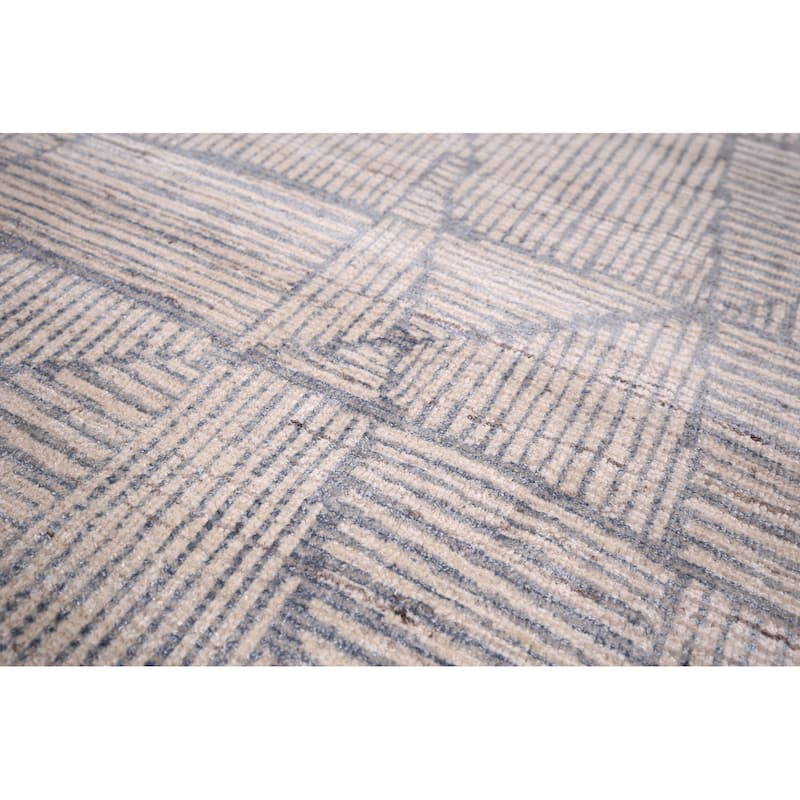 All-Over Modern Area Rug Handmade Abstract Wool Carpet - 5'4" x 7'6"