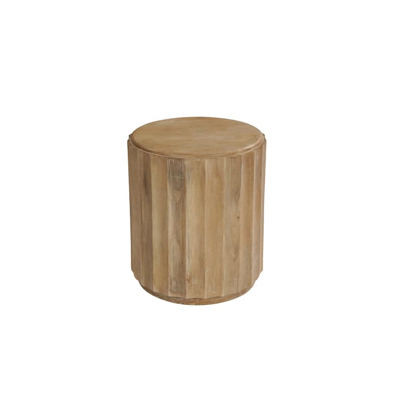 HomeRoots 23" Brown Solid Wood Round Block End Table - 20.00 in. x 23.00 in. x 20.00 in.