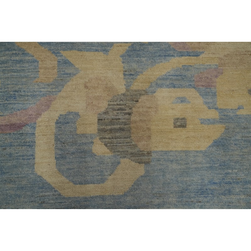 Hand Knotted Oriental 100% Wool Carpet Traditional Geometric Navy Blue & Blues Ziegler Area Rug - 14' 10'' X 14' 10''