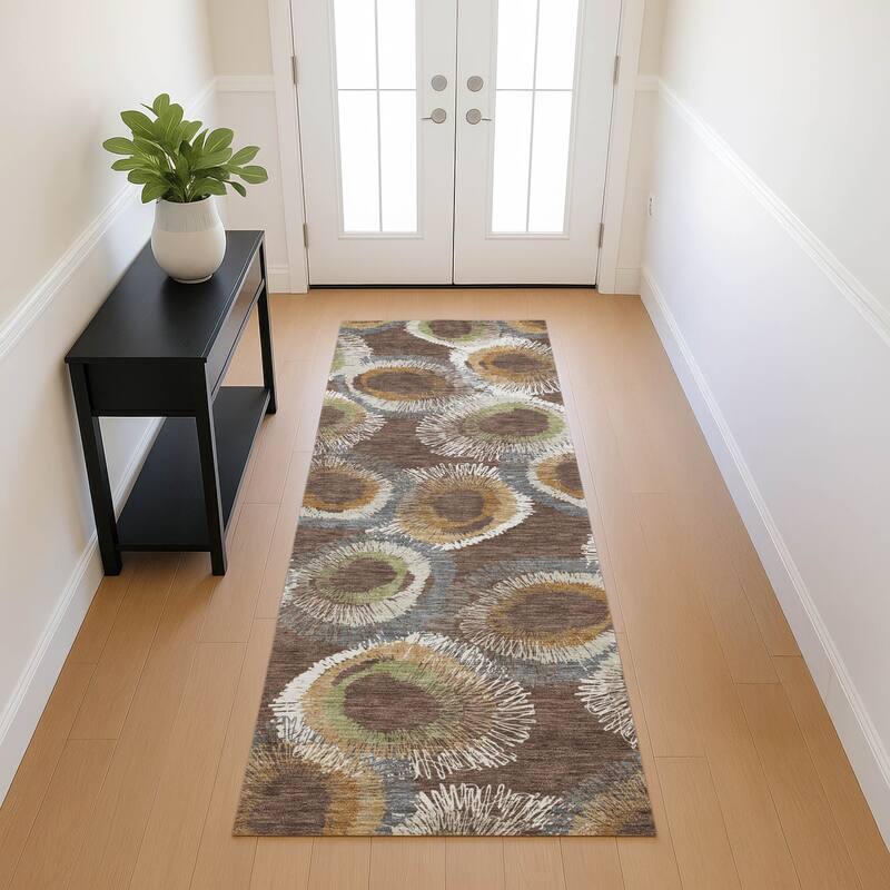 Machine Washable Indoor/ Outdoor Modern Spikey Chantille Rug