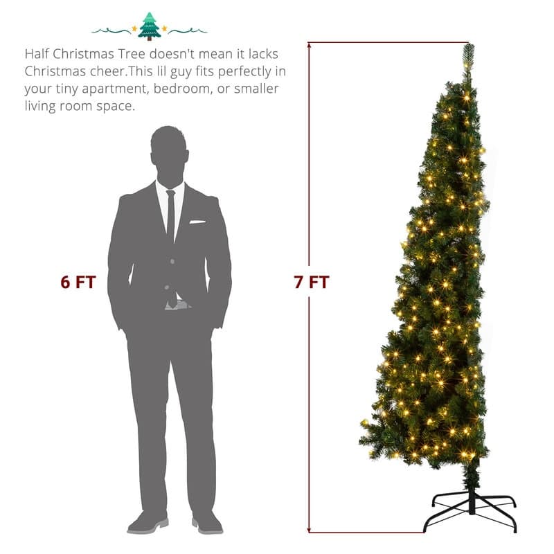 FCH 7ft Half Christmas Tree with LED Lights - 7 ft.