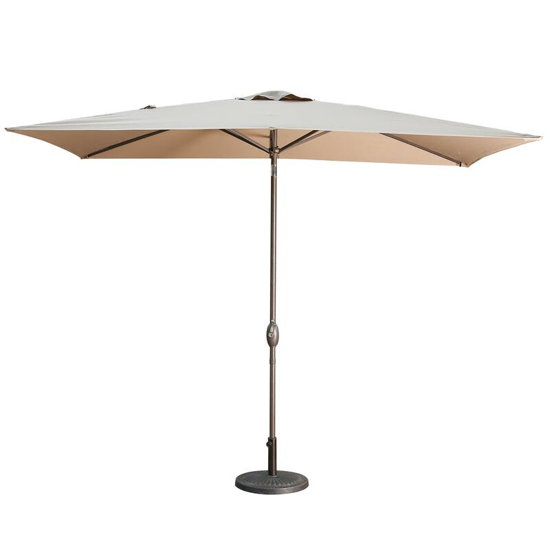 Clihome 10' x 6.5' Rectangular LED Market Patio Umbrella - Brown