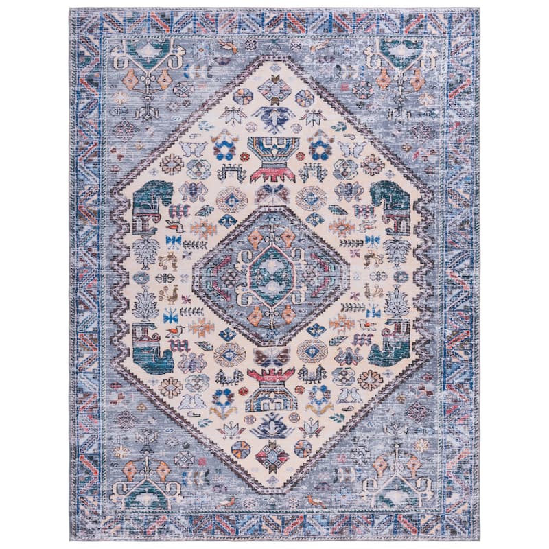 SAFAVIEH Tucson Machine Washable Slip Resistant Eilish Boho Oriental - 8' x 10' - Beige/Grey - Rectangle