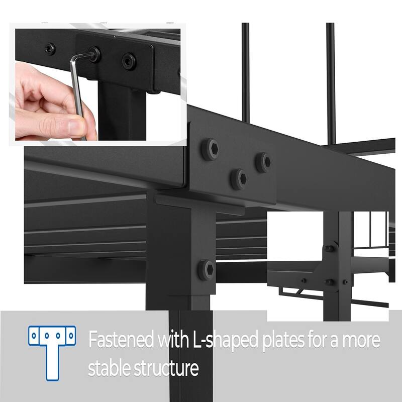 Queen Metal Platform Bed Frame with Headboard, Sturdy Iron Construction, No Box Spring Needed