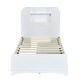 preview thumbnail 20 of 26, Twin Storage Platform Bed with LED Headboard, Drawers, & Shelves, Natural