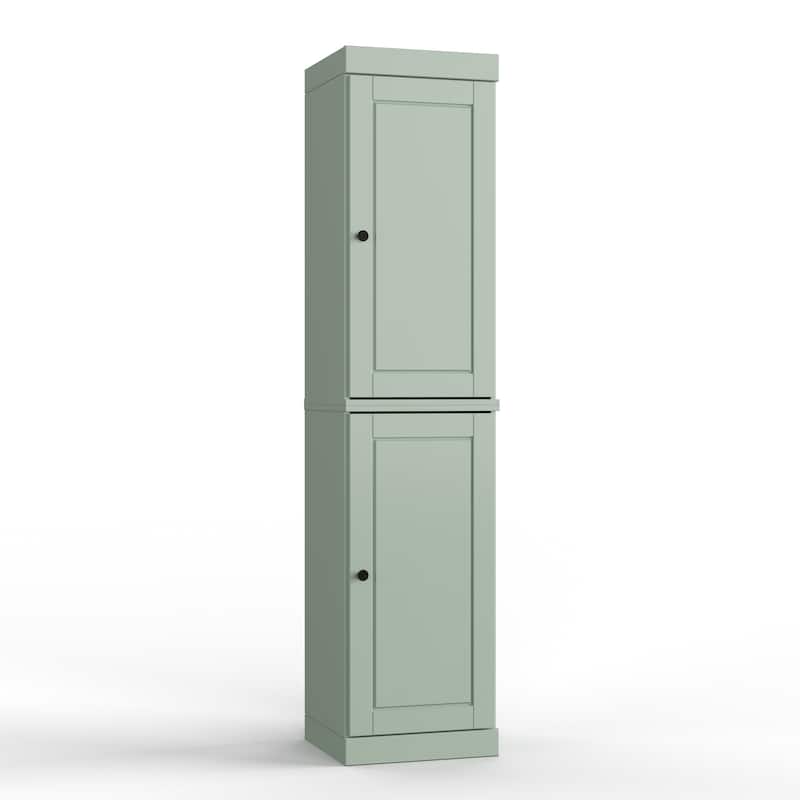 100% Solid Wood Tall Freestanding Bathroom Linen Cabinet with Doors, Adjustable Shelves, Modular Storage, 16.5" W x 71.5" H