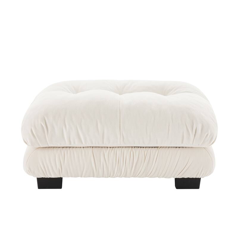 Free Combination Modular Chenille Sectional Sofa Comfy Cloud Couch for Living Room - Ottoman - White