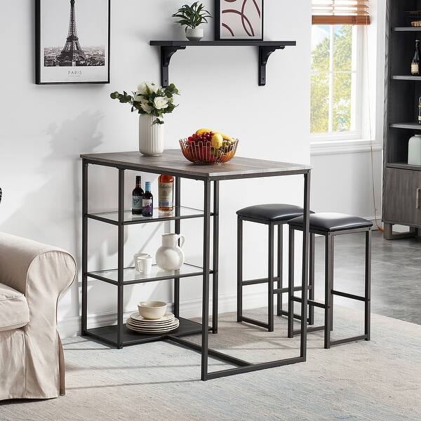 Vecelo Home Kitchen Bar Table Sets Counter Dining Table Sets 3pcs 2 Options Overstock 26054893
