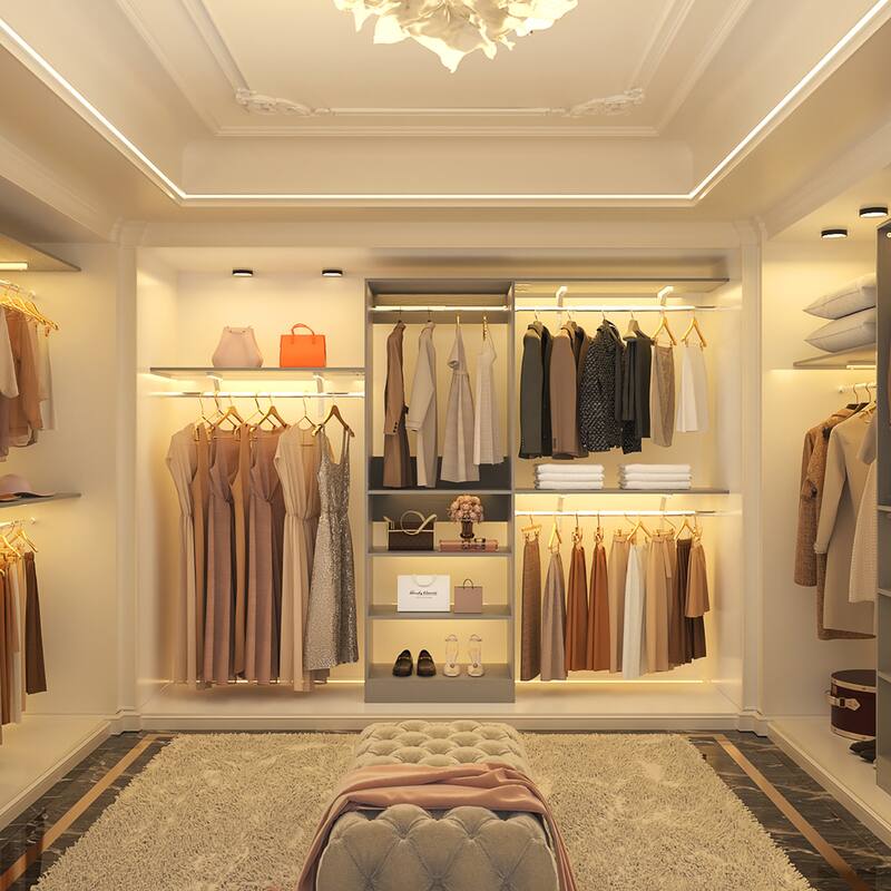 96'' W Tower Closet Organizer with DIY Shelves for Walk-in & Reach-in Closet