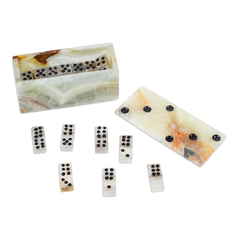 Novica Handmade Precious Strategy Onyx And Marble Domino Set