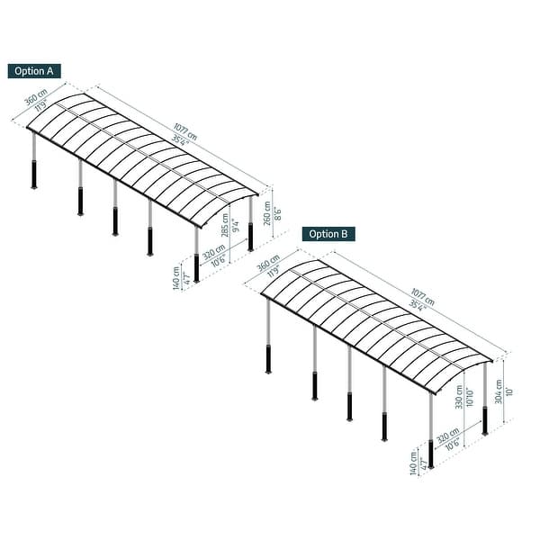 dimension image slide 3 of 6, Alpine 12 ft. Gray RV Carport and Boat Shelter
