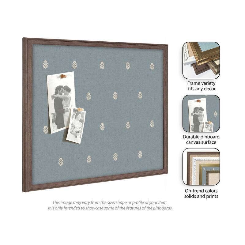 Kate and Laurel Pinboard Blue Botanical Block Print