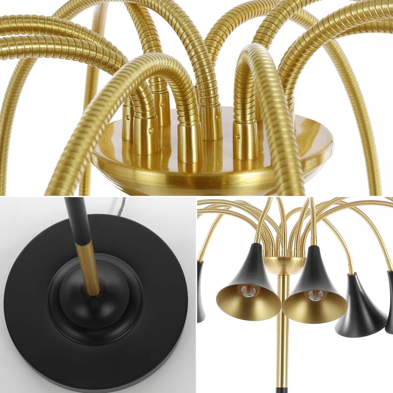 Nora 61" 10-Light Mid-Century Modern Iron Medusa Multi Head LED Floor Lamp, by JONATHAN Y