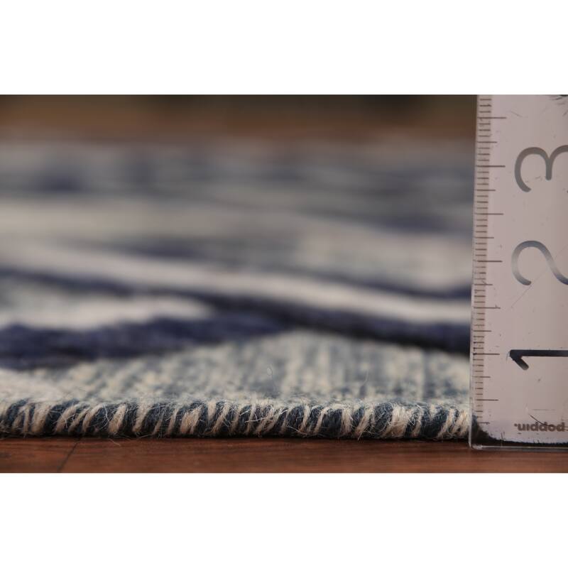 Modern Geometric Moroccan Area Rug Hand-Knotted Indian Wool Carpet - 5'1" x 8'3"