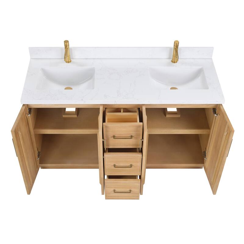 Karachi Bath Vanity with White Grain Stone Top, no Mirror