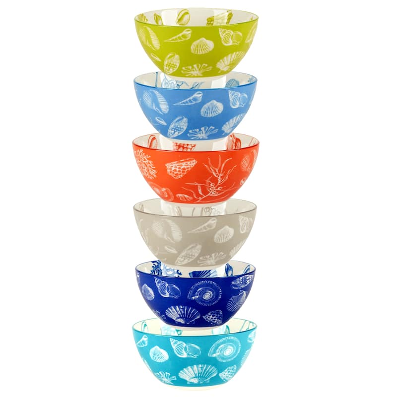 Certified International Seaside Set of 6 All Purpose Bowl 6" 6 asst - 6" Diam x 3"