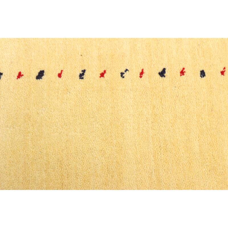 ECARPETGALLERY Hand Loomed Kashkuli Gabbeh Light Gold Wool Rug - 4'0 x 5'9