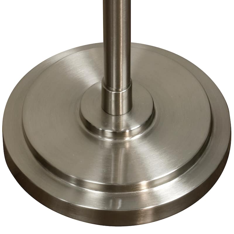 Floor Lamp - Brushed Steel Finish - Light Beige Hardback Fabric Shade