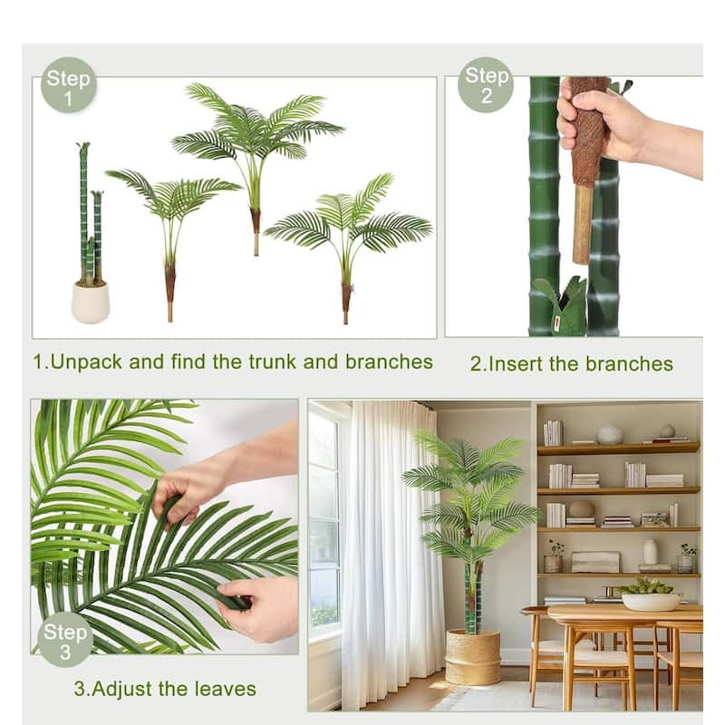 Set of 2 Artificial Tall Palm Tree Fake Plant for Indoor Home Decor