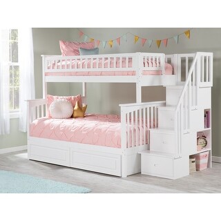 Columbia Twin over Full Solid Wood Staircase Bunk Bed with 2 Raised ...