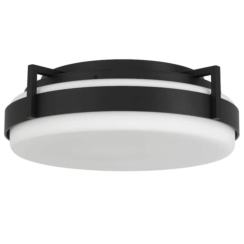 12 Inch LED Flush Mount Light Etched Glass Shade 20W 900 Lumens Dimmable - Black