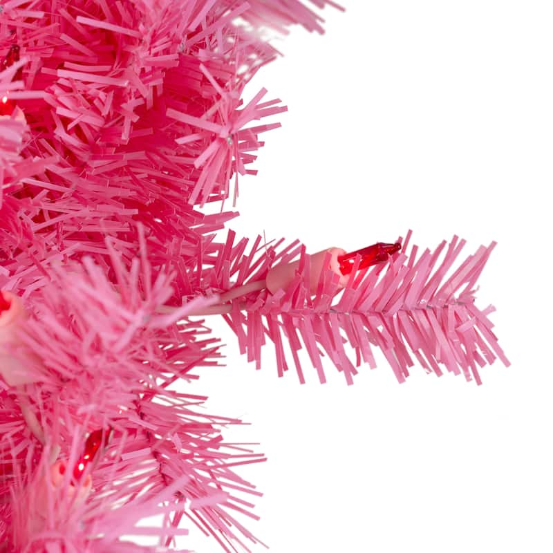 36" Pre-Lit Pink Spruce Artificial Christmas Wreath Pink Lights
